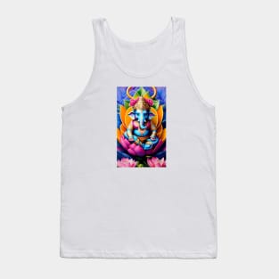 Baby Ganesh sitting o a Lotus Flower Tank Top